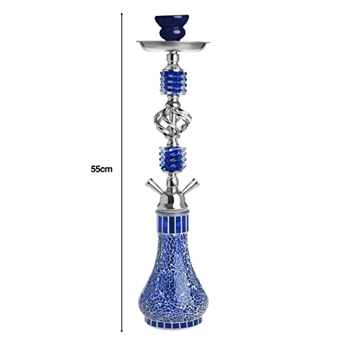 DXP Shisha 55 cm 2 Manguera Hookah Cachimba Narguile Agua Tubo Vidrio Fumar (Azul)