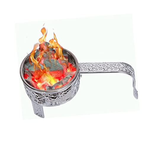 RMAN® Canasta de carbón cachimba Shisha Hookah narguile cesta de carbón de madera de narguile con asa - Plateado