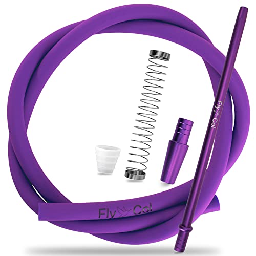 FlyCol Juego de manguera de silicona para cachimba, con boquilla y accesorios, adaptador universal para todas las pipas de agua, color lila