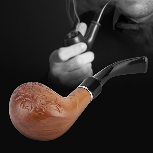 Pipa de Madera de Tabaco, marrón Pipa de Fumar Duradera clásica Fumar Tallado Patrón de Cigarrillo de Tabaco Pipa de cigarro Pipa de Resina