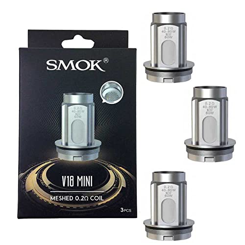 Original SMOK TFV18 Mini Meshed 0.2ohm Coil (40-80W) E-Cigarette Vape Coil for Fortis Kit/TFV18 Mini Tank/R-KISS 2 Kit (3Pcs) No Nicotine