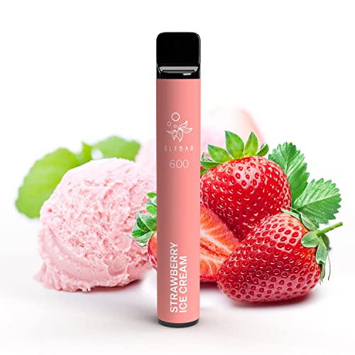 Elfbar 600 Strawberry Ice Disposable Pod 2ml - 550mAh - Pod Vape Desechable Elf Bar 600 caladas aprox - Cigarro electrónico Vaping - Vaina Desechable - 600 Puffs - (Sin Nicotina)