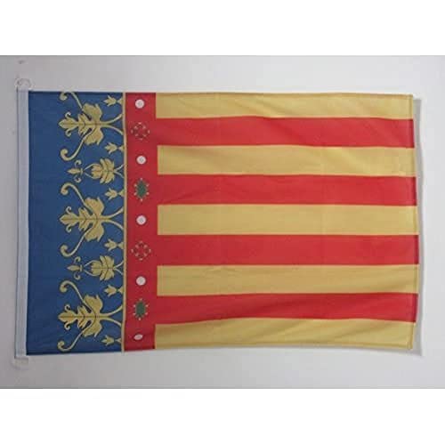 AZ FLAG Bandera de la Comunidad Valenciana 150x90cm Uso Exterior - Bandera Valenciana 90 x 150 cm Anillos