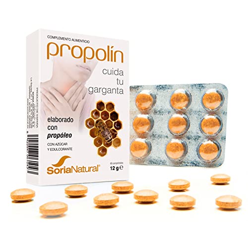 Soria Natural Propolín | Caramelos de Propóleo para Aliviar el Dolor de Garganta | Faringitis, Inflamación de garganta, Pérdida de voz, Irritación en boca y encías | 48 caramelos de propolis