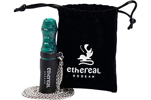 Ethereal Hookah Boquilla Premium reutilizable para Cachimba | Exclusivo accesorio para tu Shisha | Fabricada en Resina y Silicona | Incluye colgante de acero y bolsa de terciopelo (Verde)