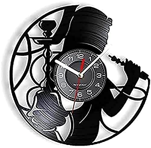 Reloj de pared Silencioso con batería Cachimba Sala de estar Disco de vinilo Reloj de pared Fumar Arte de la pared Decoración Reloj Disco de vinilo Reloj artesanal Entretenimiento Regalo Decorativo In