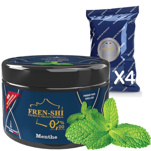 Frenshi Premium - Bote 200 G - Menta/Mint/Menthe - Cachimba Sabores (Sin hu.mo, Sin nico-tina) Sabor intenso, shisha ahumada densa.Fabricado en Francia