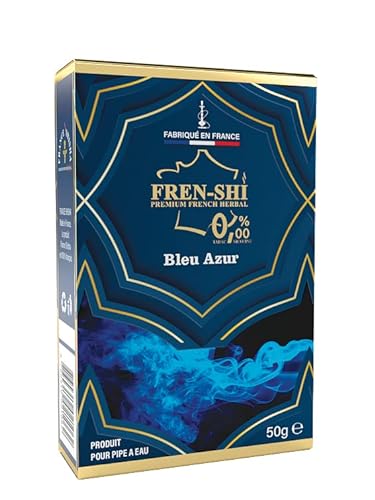Frenshi - 50 G - Bleu Azur/Blue Mist (Mirtilo, Arándano) - Cachimba Sabores (0% Tabaco, 0% Nicotina) Sabor intenso, shisha ahumada densa. Bolsita de frescura. Fabricado en Francia