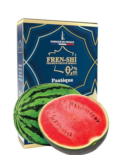 Frenshi Premium - 50 G - Sandía/Pasteque - Cachimba Sabores (Sin hu.mo, Sin nico-tina) Sabor intenso, shisha ahumada densa.Fabricado en Francia